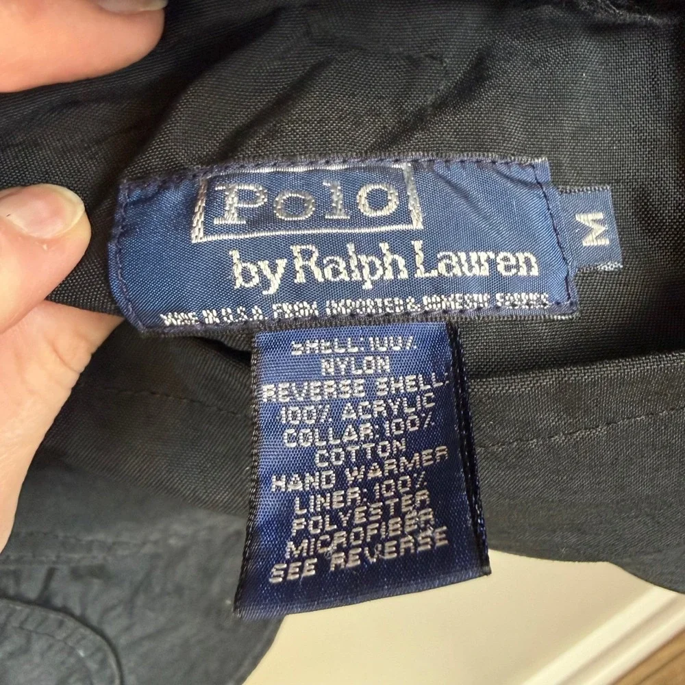 Vtg Polo Ralph Lauren Field Jacket Mens M Navy Blue Sherpa Lined Rugged Hunting